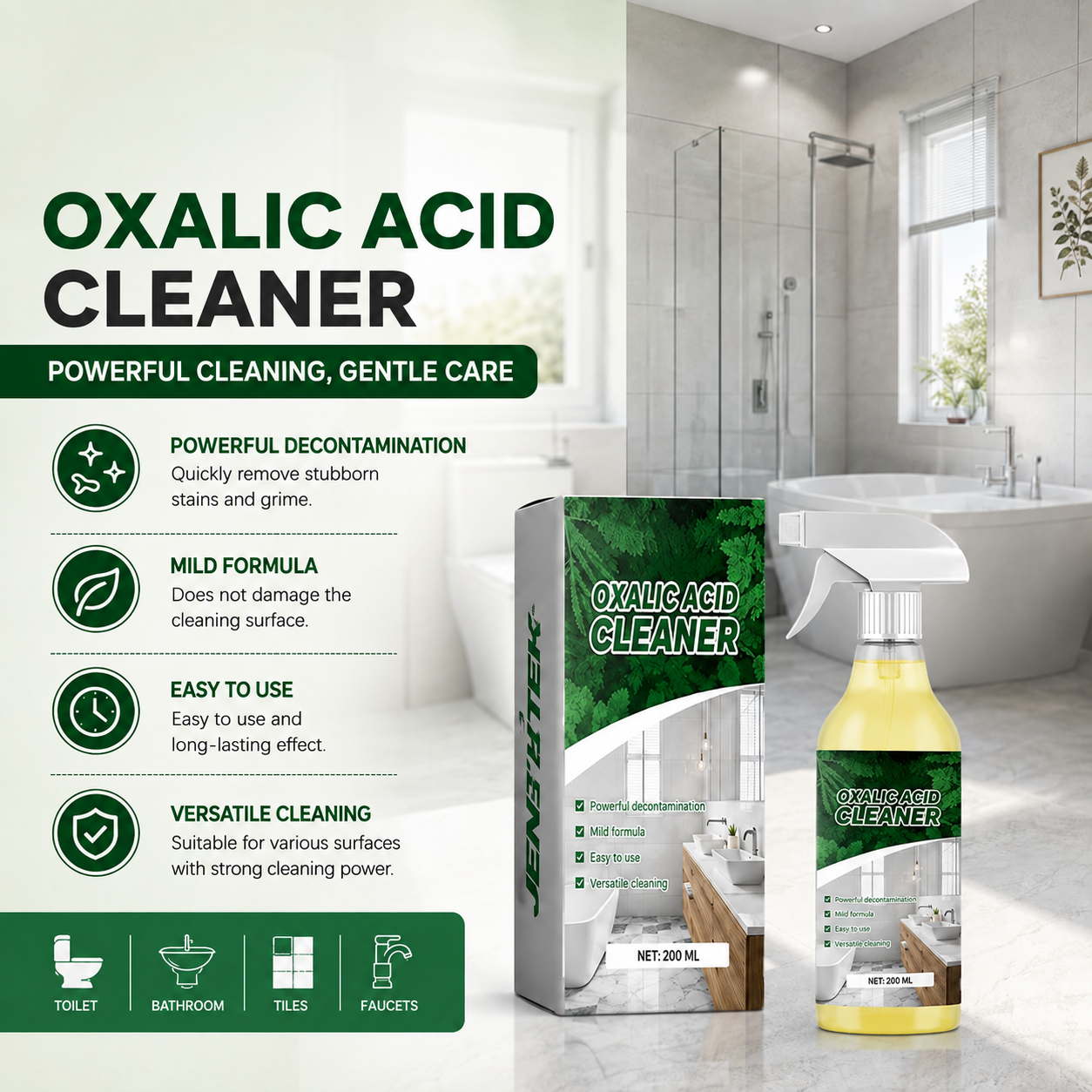 Kovelo Rust & Hard Water Stain Remover Spray, Deep Cleaning Bathroom & Kitchen Cleaner for Tile, Sink, Ceramic & Porcelain, Pack of 2